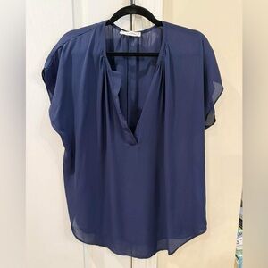 Elegant Blue V-Neck Blouse